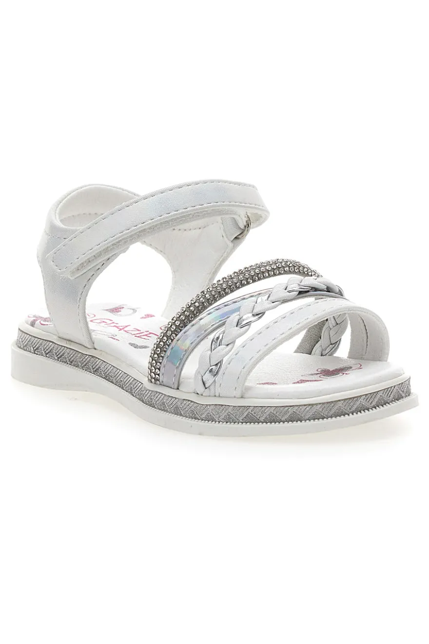 Sandali Bianchi e Argento con Velcro GRAZIE GIRL 14342