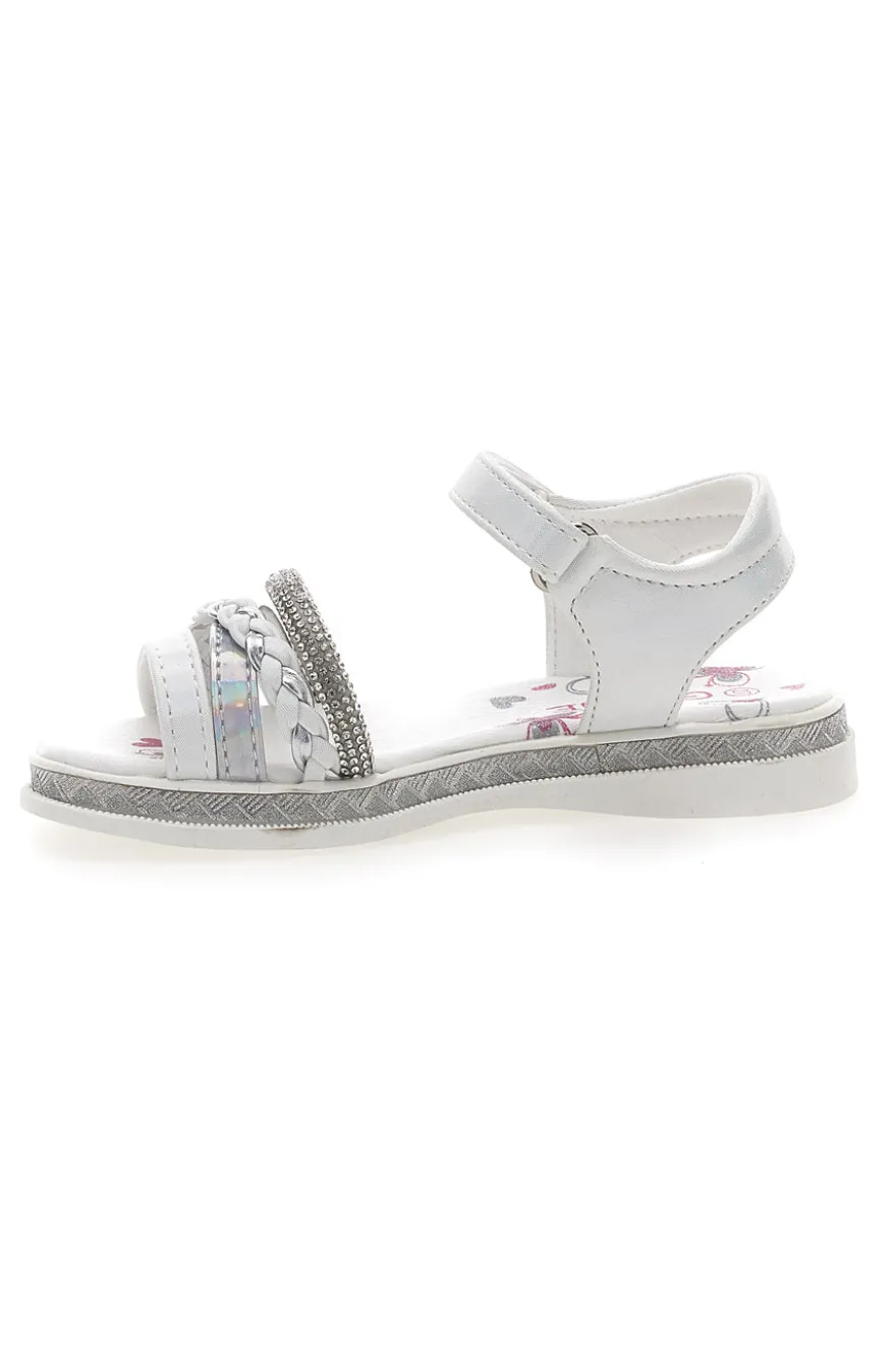 Sandali Bianchi e Argento con Velcro GRAZIE GIRL 14342