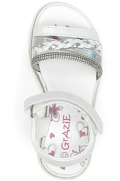 Sandali Bianchi e Argento con Velcro GRAZIE GIRL 14342
