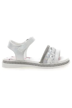 Sandali Bianchi e Argento con Velcro GRAZIE GIRL 14342