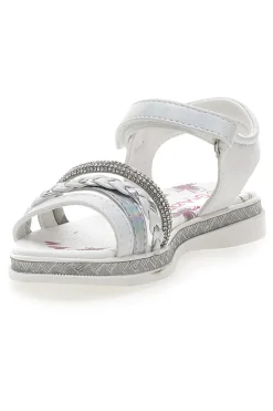Sandali Bianchi e Argento con Velcro GRAZIE GIRL 14342