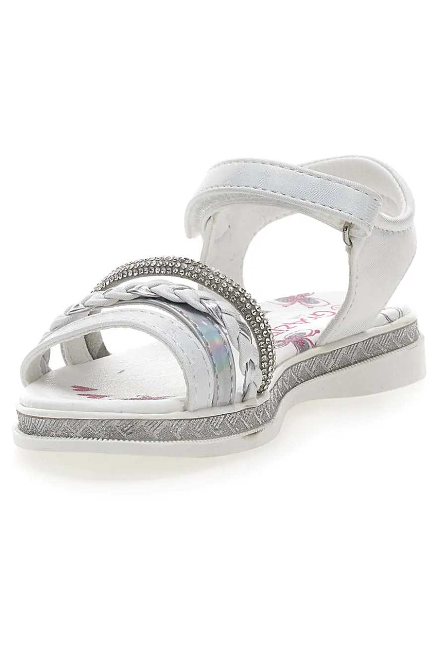 Sandali Bianchi e Argento con Velcro GRAZIE GIRL 14342