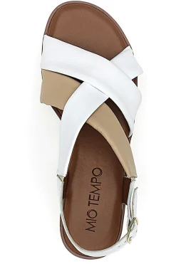 Sandali Bianchi e Beige con Tomaia a Fascia In Vera Pelle MIO TEMPO 24A030
