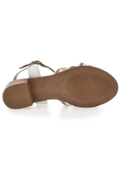 Sandali Bianchi e Beige con Tacco a Blocco in Vera Pelle PITTARELLO LOOK 243110