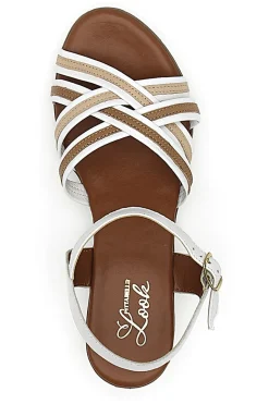 Sandali Bianchi e Beige con Tacco a Blocco in Vera Pelle PITTARELLO LOOK 243110