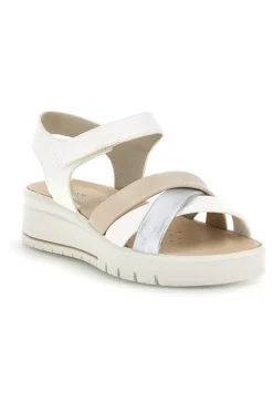 Sandali bianchi e beige con fasce incrociate Imac 1080700295526