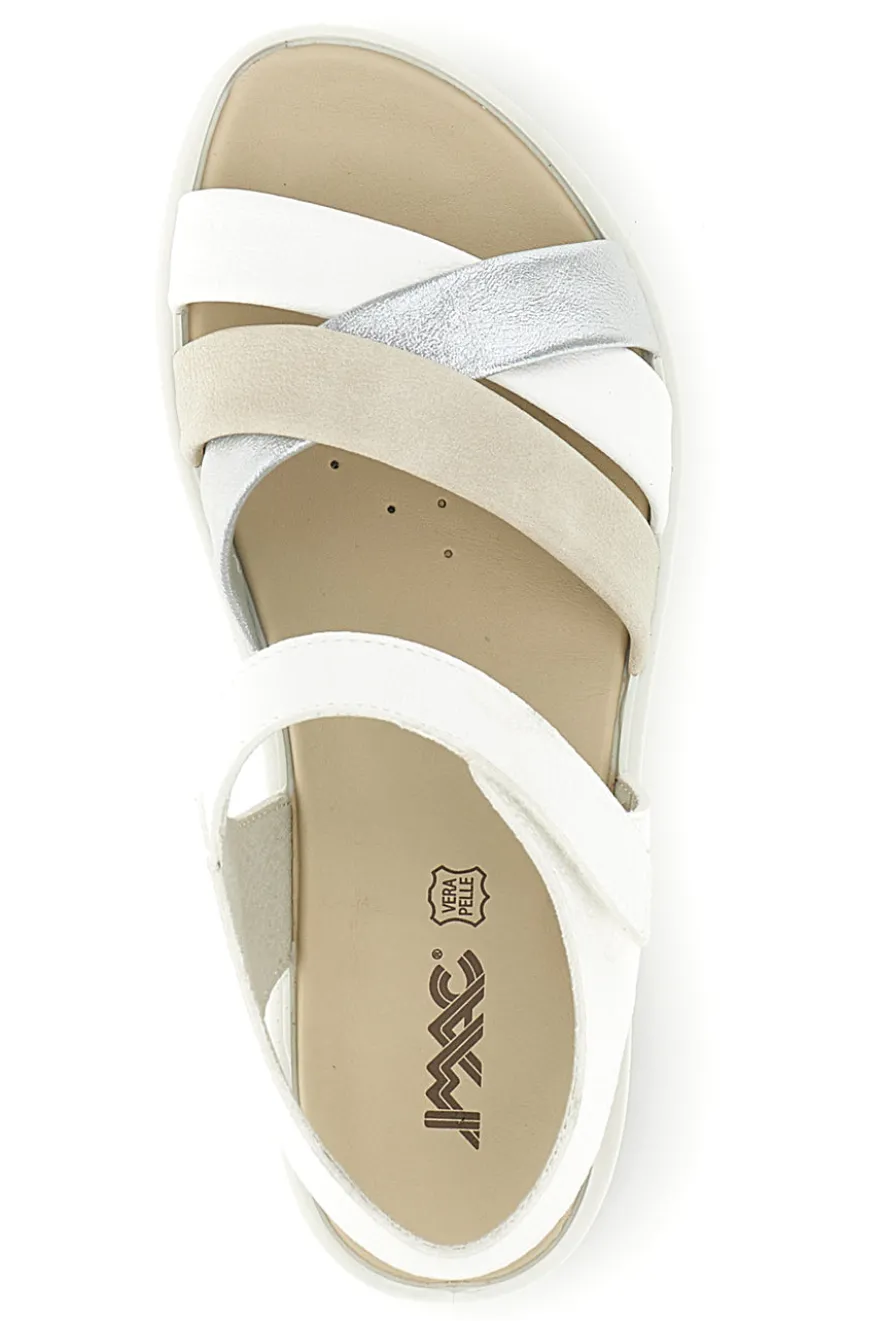 Sandali bianchi e beige con fasce incrociate Imac 1080700295526