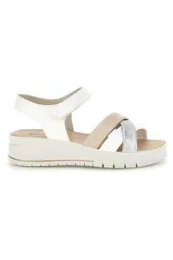 Sandali bianchi e beige con fasce incrociate Imac 1080700295526