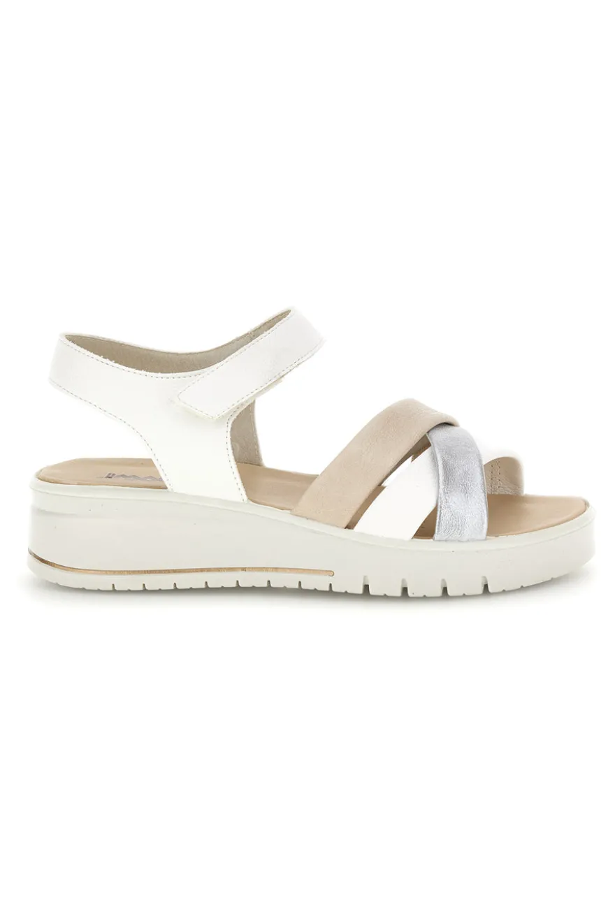 Sandali bianchi e beige con fasce incrociate Imac 1080700295526