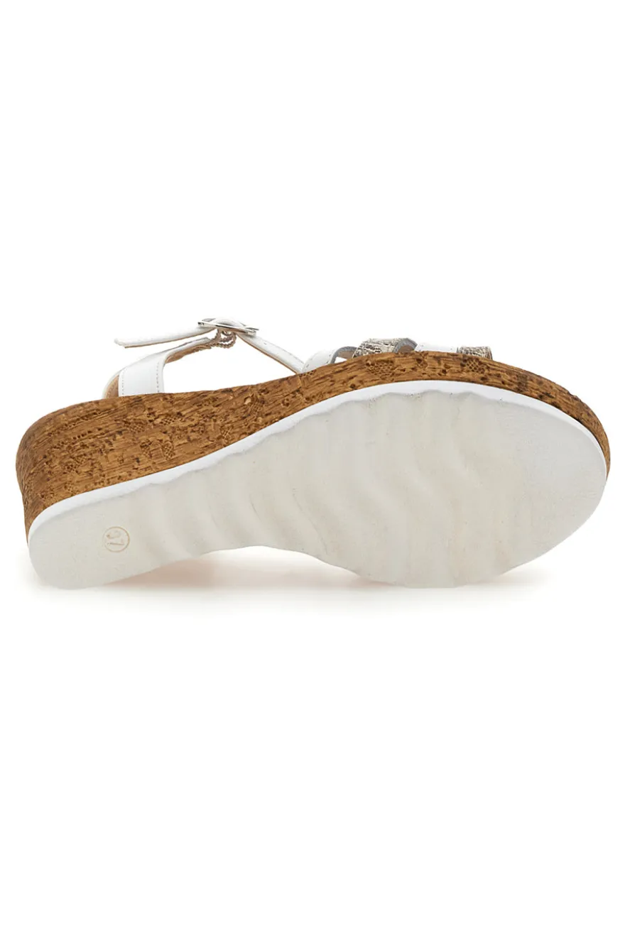 Sandali Bianchi e Fantasia Animalier con Zeppa PITTARELLO LOOK MK31241
