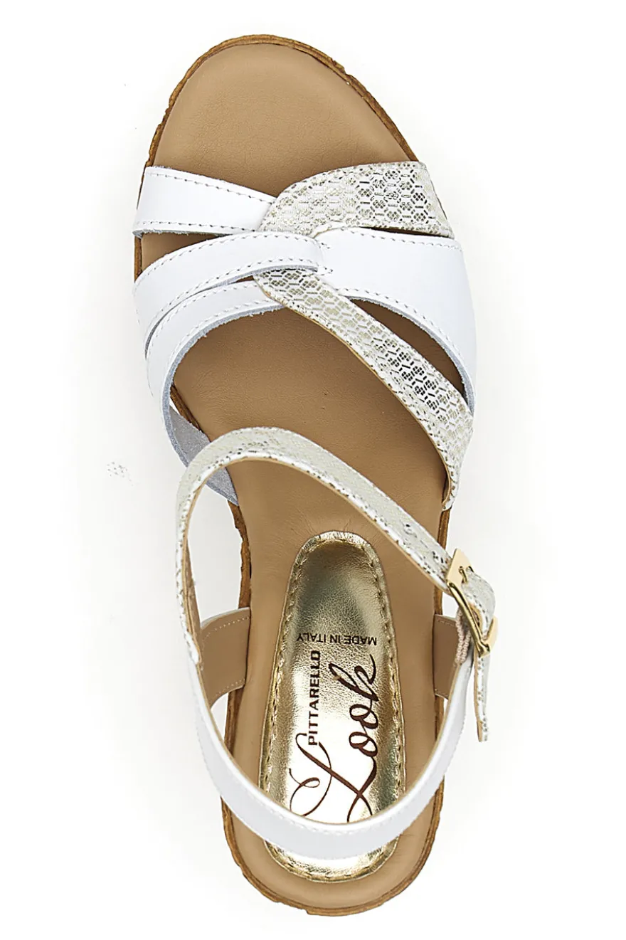 Sandali Bianchi e Oro con Zeppa Alta PITTARELLO LOOK MK24731