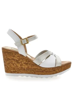 Sandali Bianchi e Oro con Zeppa Alta PITTARELLO LOOK MK24731