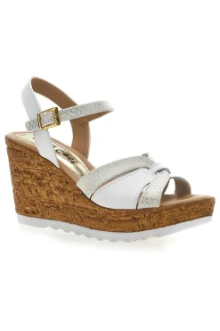 Sandali Bianchi e Oro con Zeppa Alta PITTARELLO LOOK MK24731