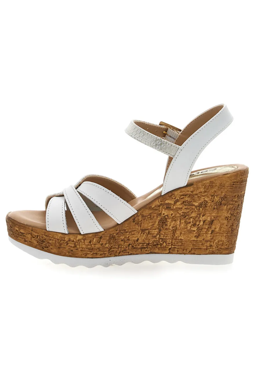 Sandali Bianchi e Oro con Zeppa Alta PITTARELLO LOOK MK24731