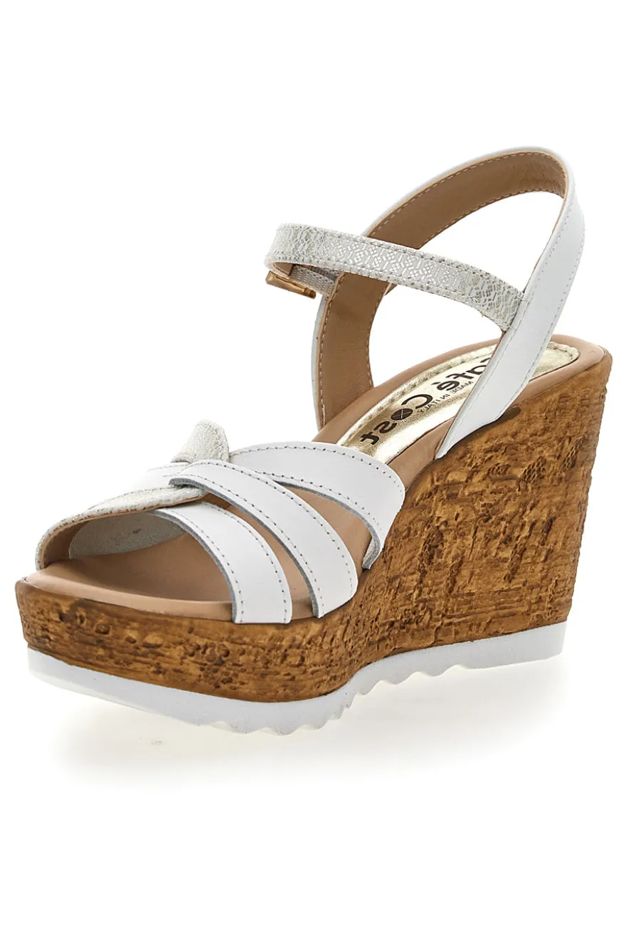 Sandali Bianchi e Oro con Zeppa Alta PITTARELLO LOOK MK24731