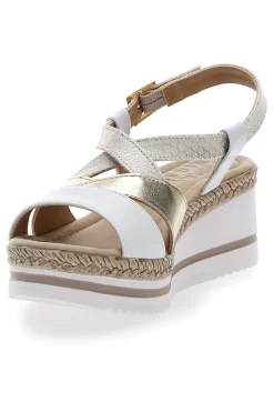 Sandali Bianchi e Oro Con Zeppa Prima Riga MK3234109
