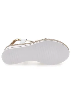Sandali Bianchi e Oro Con Zeppa Prima Riga MK3234109