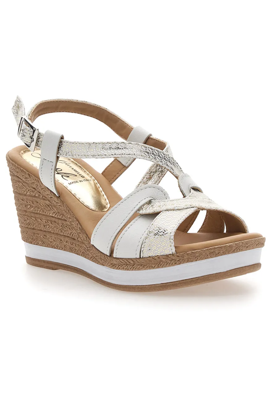 Sandali Bianchi e Platino con Zeppa 9cm PITTARELLO LOOK MK3226228