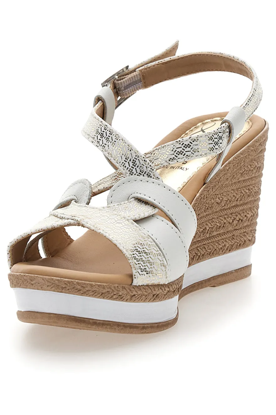 Sandali Bianchi e Platino con Zeppa 9cm PITTARELLO LOOK MK3226228