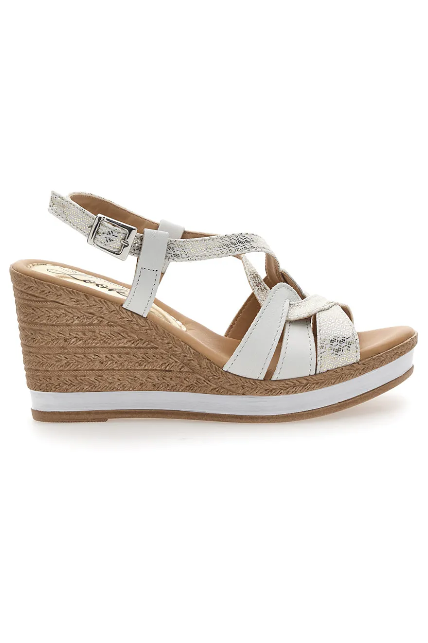 Sandali Bianchi e Platino con Zeppa 9cm PITTARELLO LOOK MK3226228