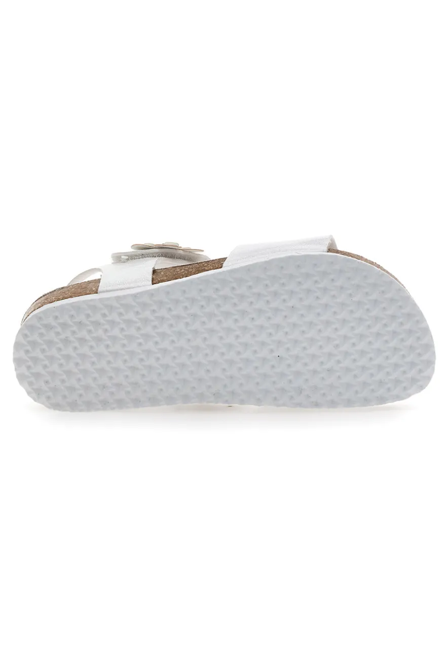 Sandali Bianchi e Rosa Con Applicazioni Floreali Pitt Kids 14417