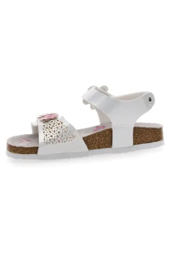 Sandali Bianchi e Rosa Con Applicazioni Floreali Pitt Kids 14417