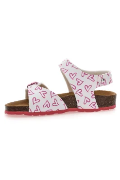 Sandali Bianchi e Rosa Con Strappo In Velcro Plantare In Pelle Pitt Kids 45289