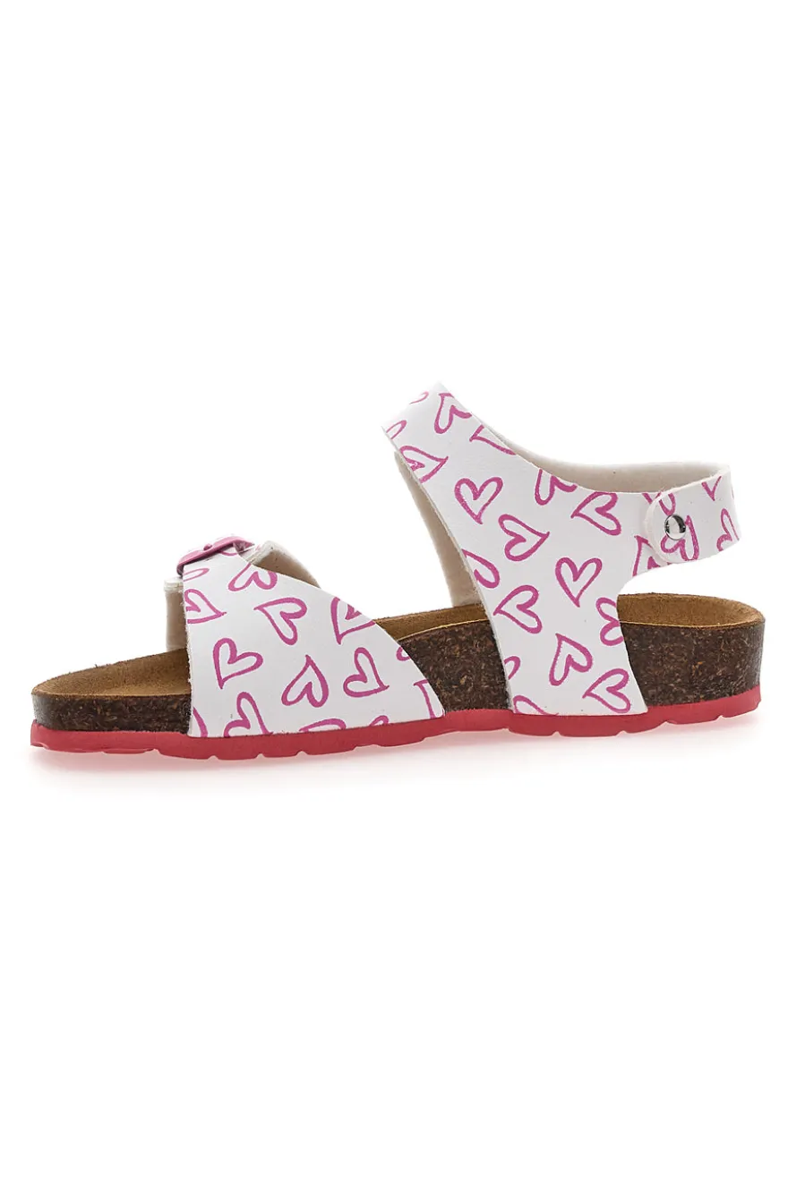 Sandali Bianchi e Rosa Con Strappo In Velcro Plantare In Pelle Pitt Kids 45289