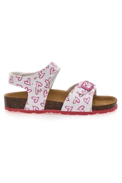 Sandali Bianchi e Rosa Con Strappo In Velcro Plantare In Pelle Pitt Kids 45289