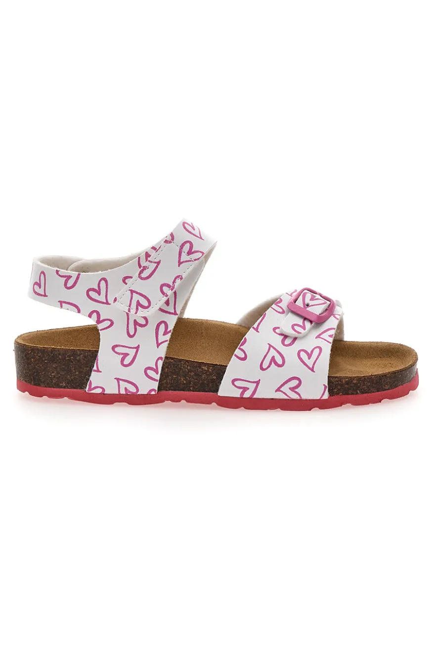 Sandali Bianchi e Rosa Con Strappo In Velcro Plantare In Pelle Pitt Kids 45289