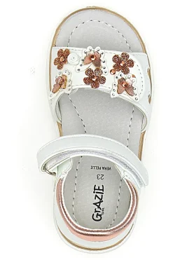 Sandali Bianchi e Rosa Con Strappo in Velcro Grazie 200C355