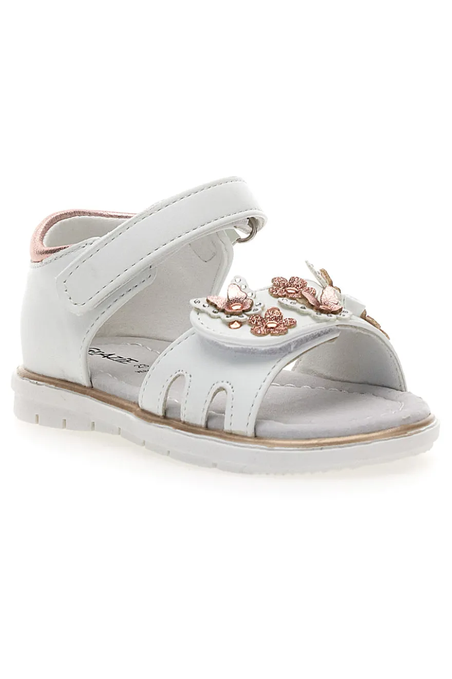 Sandali Bianchi e Rosa Con Strappo in Velcro Grazie 200C355