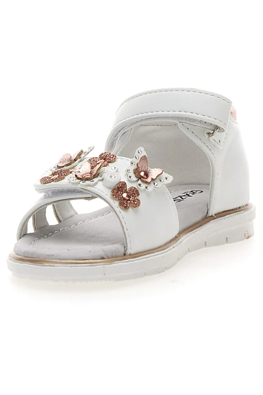 Sandali Bianchi e Rosa Con Strappo in Velcro Grazie 200C355