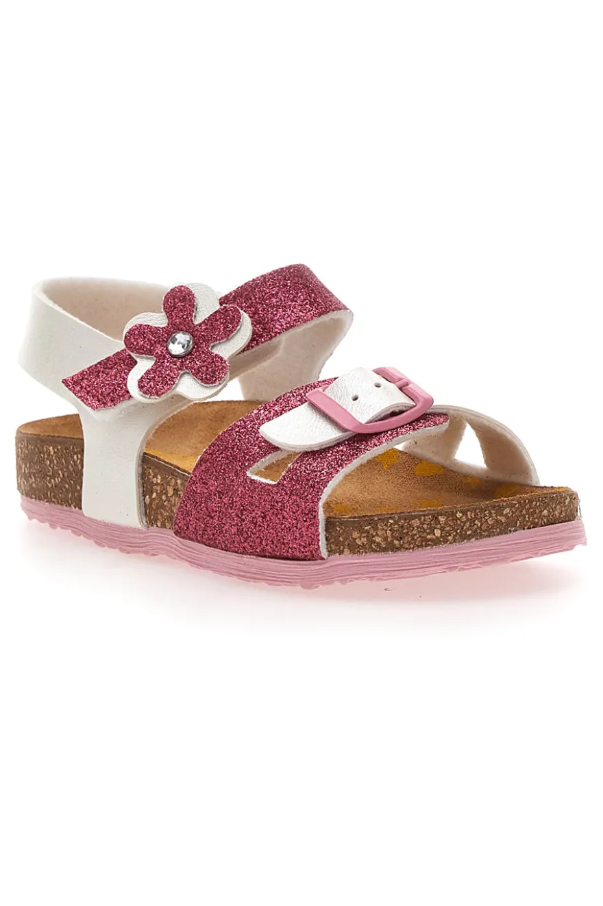 Sandali bianchi e rosa con brillantini Pittarello Bio 257A084SR