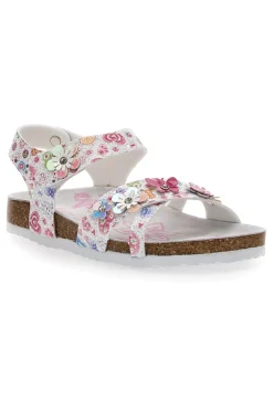 Sandali Bianchi e Rosa Con Applicazioni Floreali Pitt Kids 14407