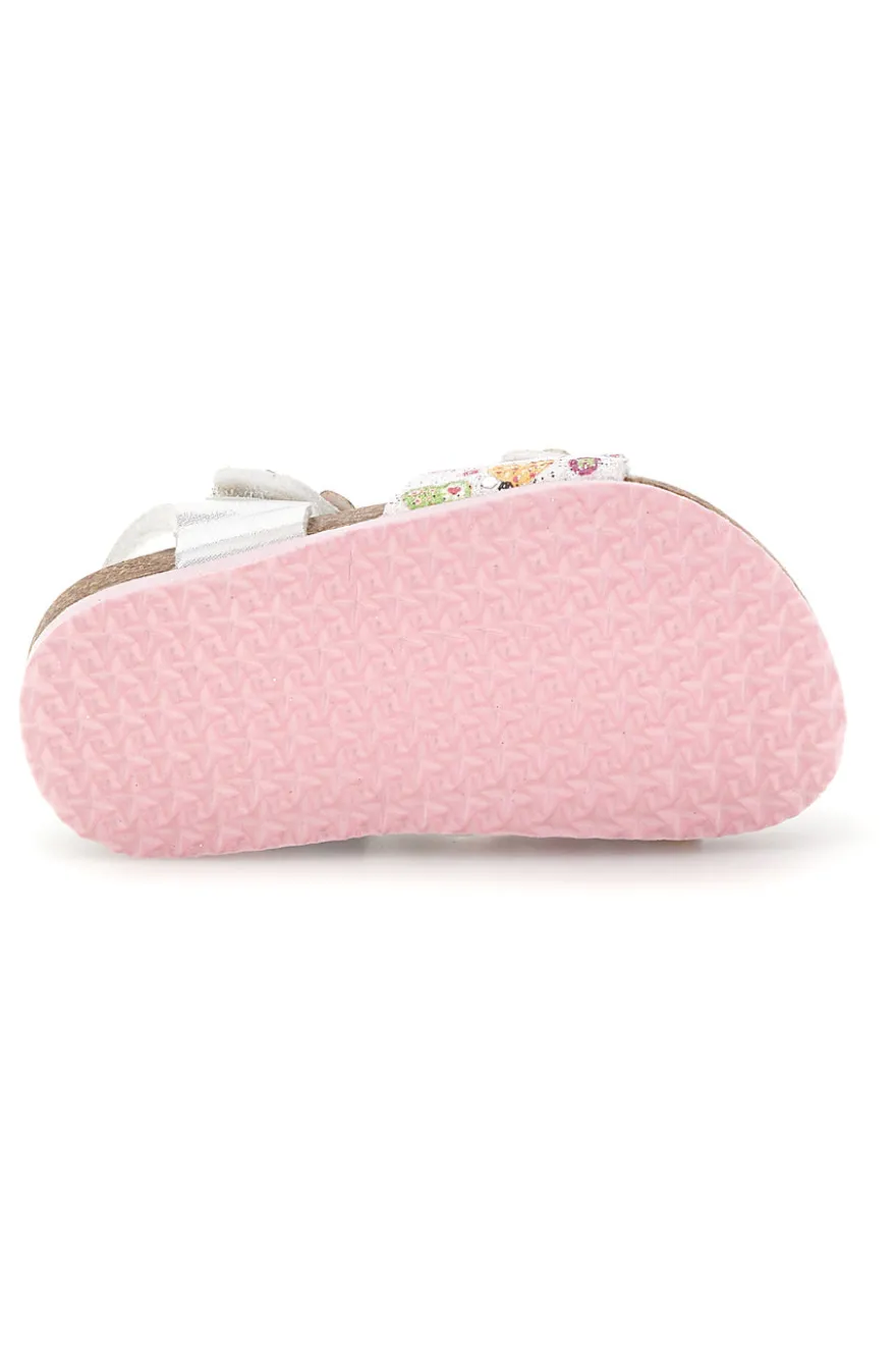 Sandali bianchi fantasia floreale con strappi Pitt kids 14223
