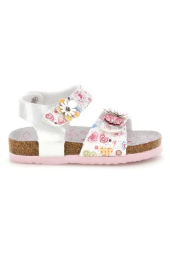 Sandali bianchi fantasia floreale con strappi Pitt kids 14223