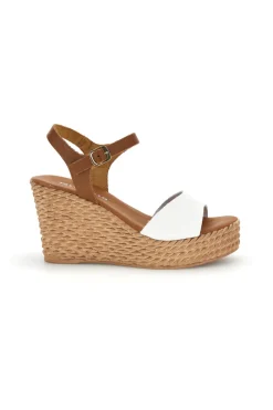 Sandali bianchi in pelle con zeppa Pittarello 5621504