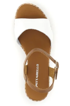 Sandali bianchi in pelle con zeppa Pittarello 5621504