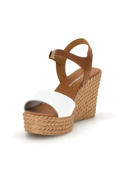 Sandali bianchi in pelle con zeppa Pittarello 5621504