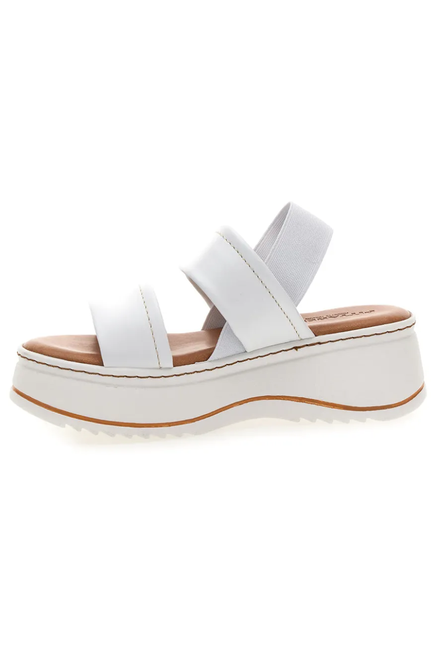 Sandali Bianchi in Pelle con Platform e Elastico Posteriore PITTARELLO 54874