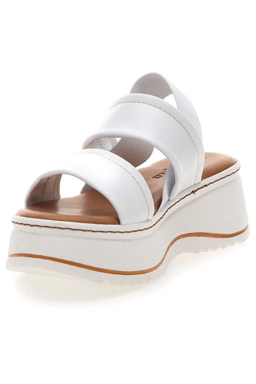 Sandali Bianchi in Pelle con Platform e Elastico Posteriore PITTARELLO 54874