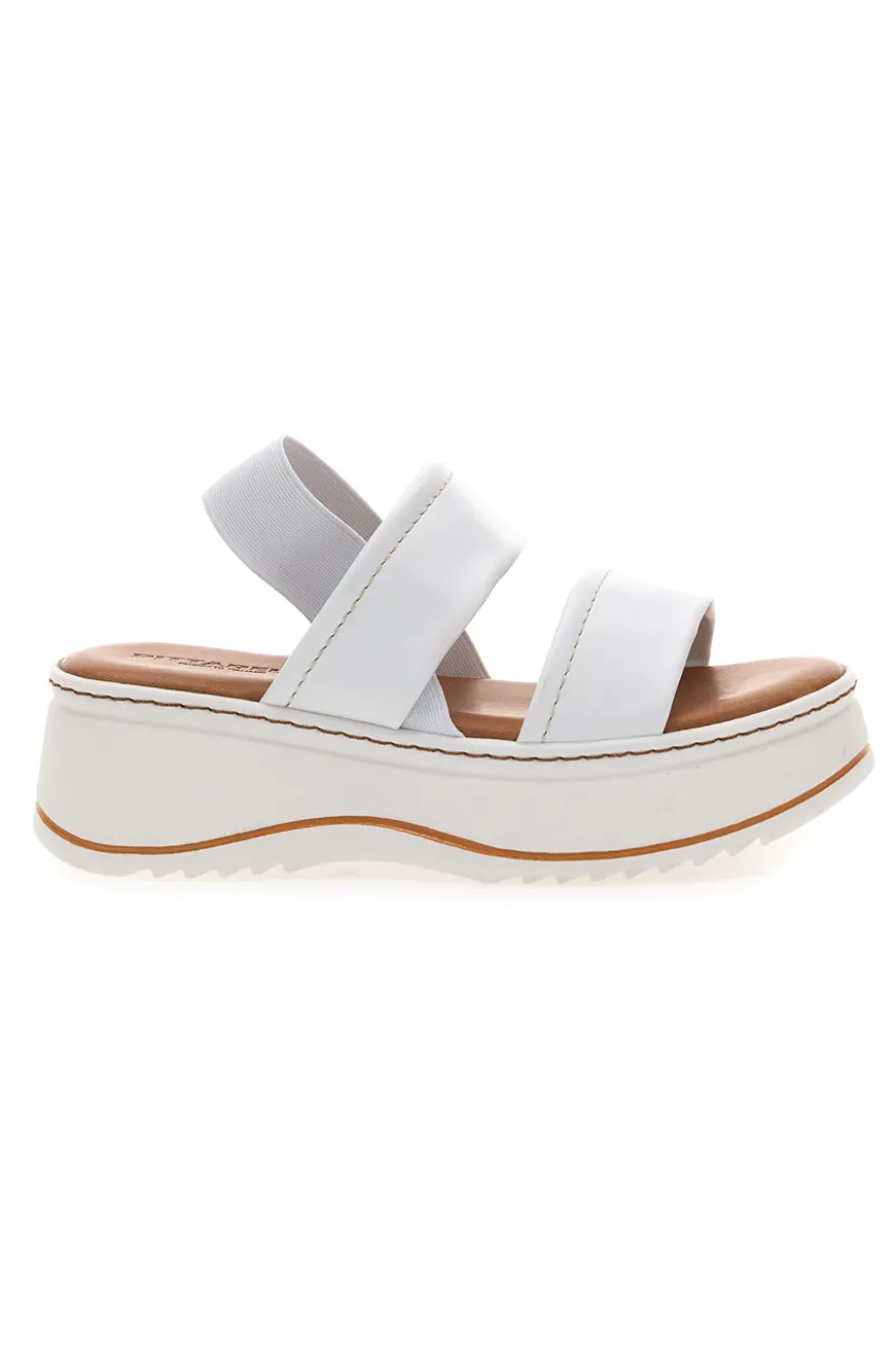 Sandali Bianchi in Pelle con Platform e Elastico Posteriore PITTARELLO 54874