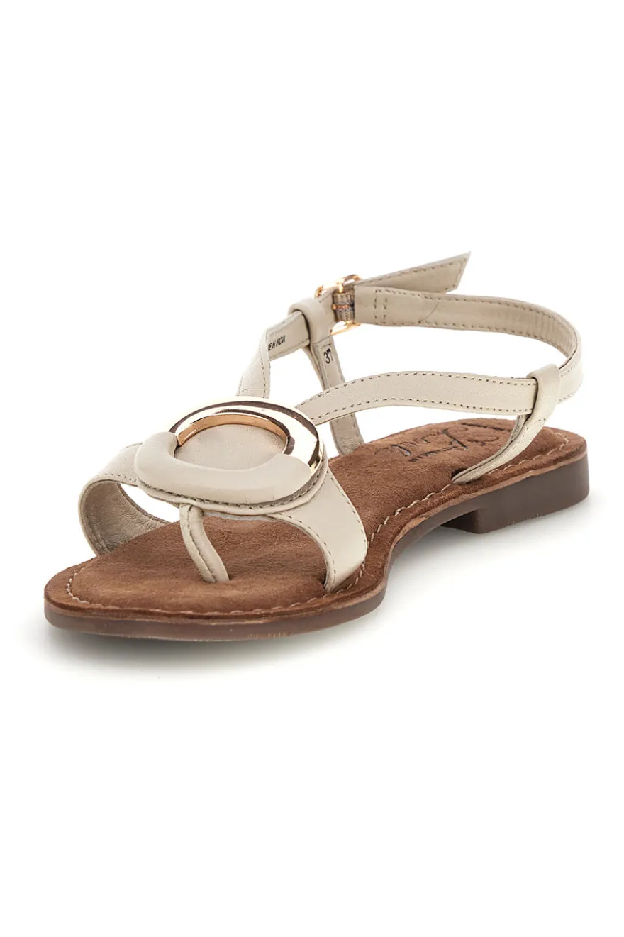 Sandali bianchi in vera pelle con decoro circolare frontale Pittarello look IF6532