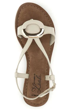 Sandali bianchi in vera pelle con decoro circolare frontale Pittarello look IF6532