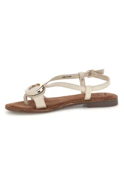 Sandali bianchi in vera pelle con decoro circolare frontale Pittarello look IF6532