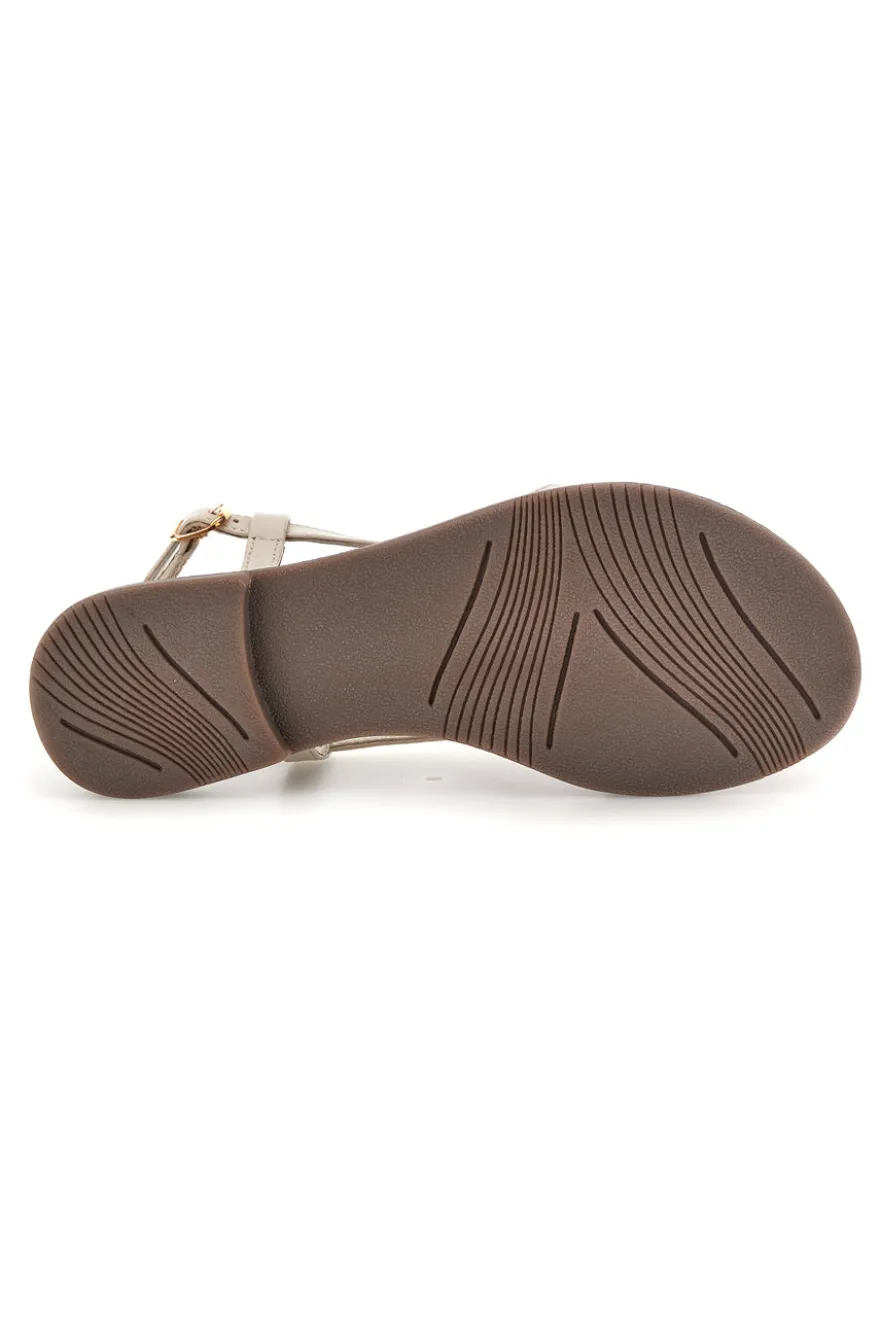 Sandali bianchi in vera pelle con decoro circolare frontale Pittarello look IF6532