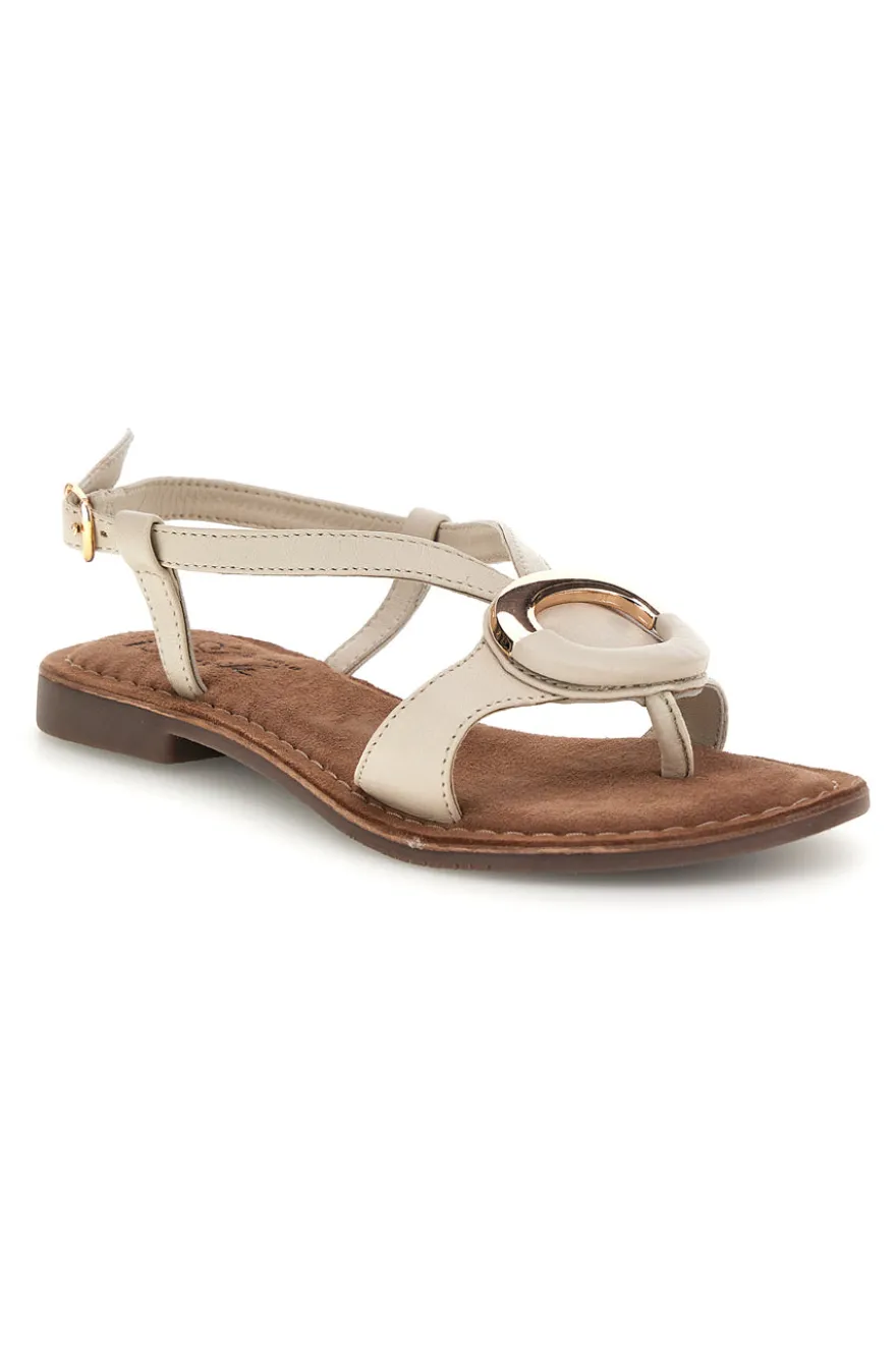 Sandali bianchi in vera pelle con decoro circolare frontale Pittarello look IF6532