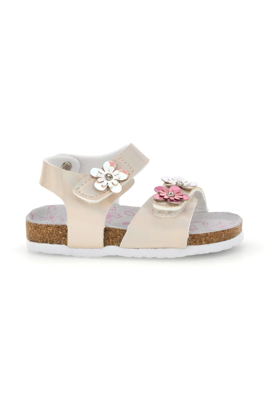 Sandali bianchi iridescenti con fiori Pitt kids 14330