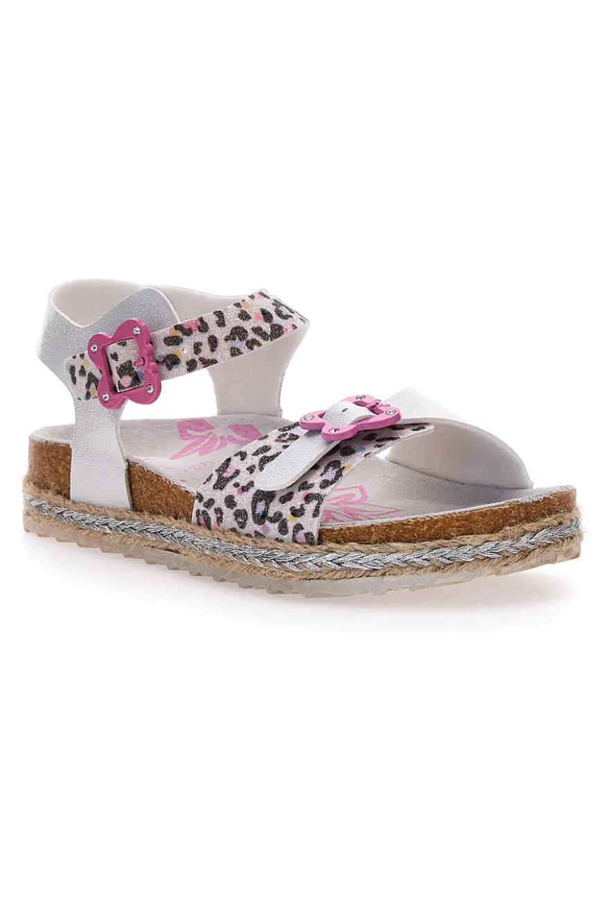 Sandali Bianchi Leopardati Con Cinturino Pitt Kids 14453